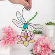 dragonfly and lotus flower Custom stained glass