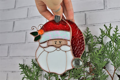 Santa Claus stained glass suncatchers home decor