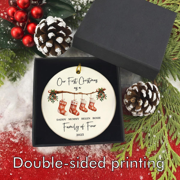 Personalised First Christmas as a Family of 4 Ornament