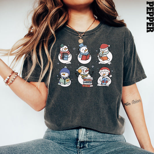 Snowman Reading Book Shirt