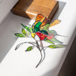 Custom stained glass hummingbird panel