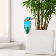 Kingfisher Bird Planter Stained Glass Decor