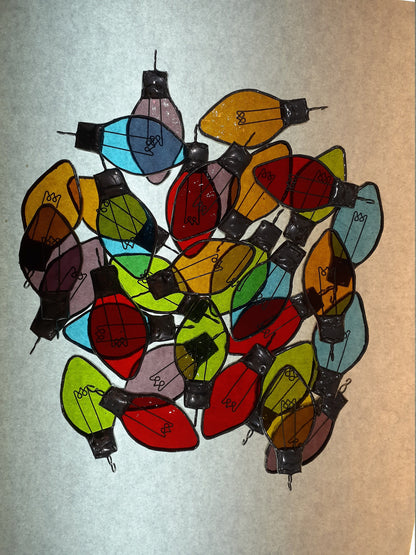 Christmas Lights Suncatcher, Stained Glass Christmas Ornaments