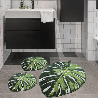 Monstera Leaf Rug, Fluffy Green Plant Rug
