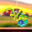 Chameleon stained resin window hangings