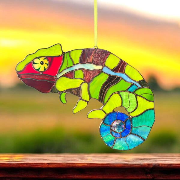 Chameleon stained resin window hangings
