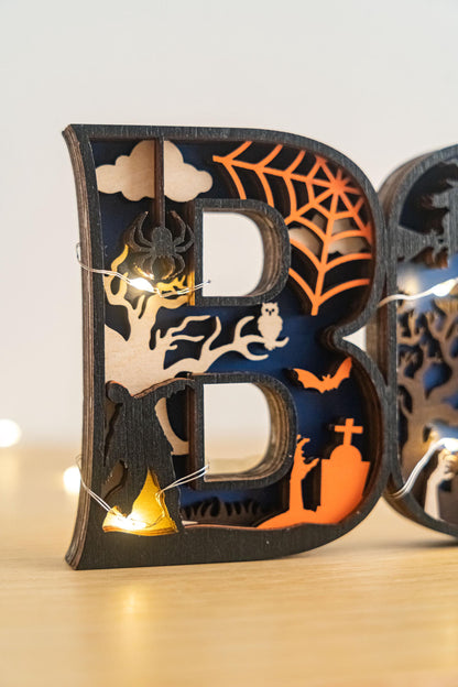 Halloween BOO Sign with LED Lights