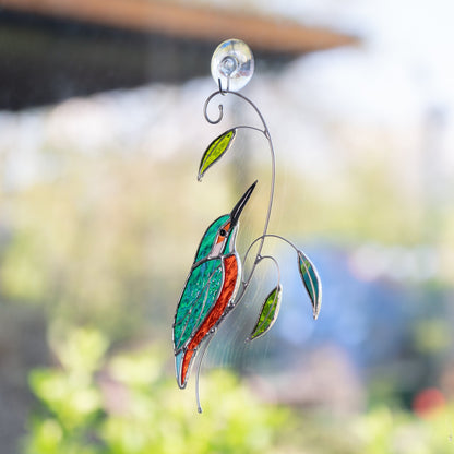 Custom stained glass window bird suncatcher