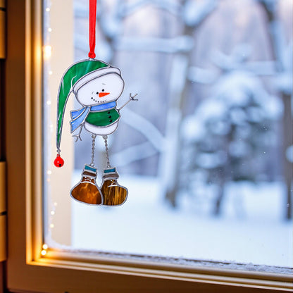 Stained Glass Snowman Ornament