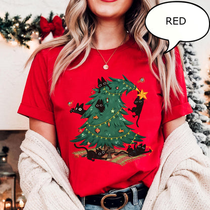 Comfort Colors Christmas Tree And Cat T-Shirt