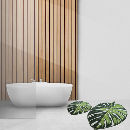 Monstera Leaf Rug, Fluffy Green Plant Rug