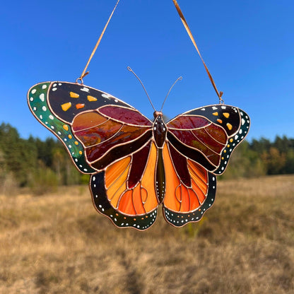 Monarch butterfly stained resin window hangings