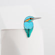 Kingfisher Bird Planter Stained Glass Decor