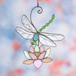 dragonfly and lotus flower Custom stained glass