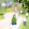 Hummingbird stained glass flower