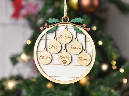 Custom Wooden Family Christmas Ornament