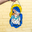 Stained Resin Madonna and Child Suncatcher – Handmade Virgin Mary Wall Hanging