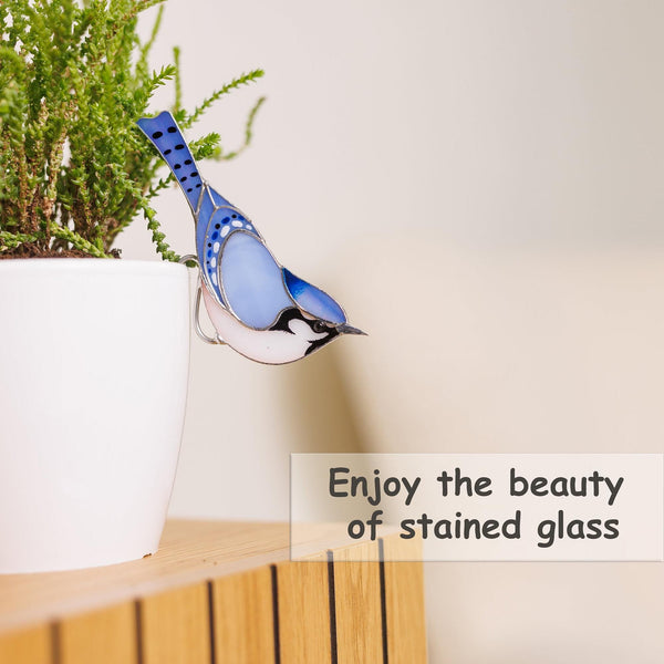Stained glass Blue Jay Bird Suncatcher
