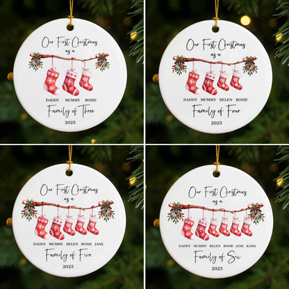 Personalised First Christmas as a Family of 4 Ornament