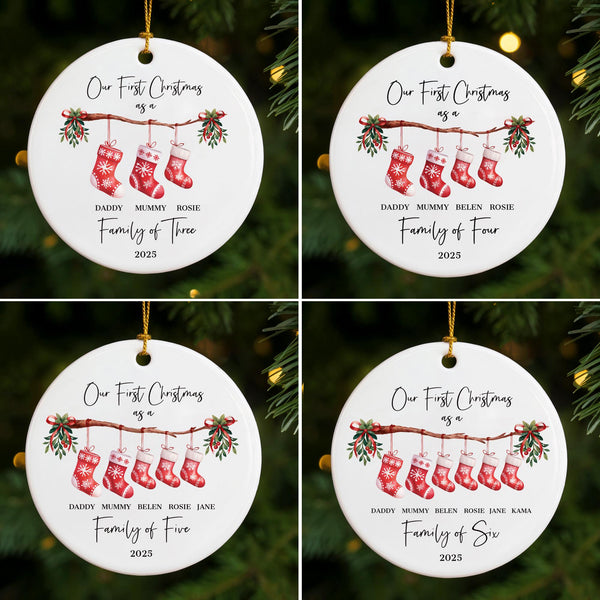 Personalised First Christmas as a Family of 4 Ornament
