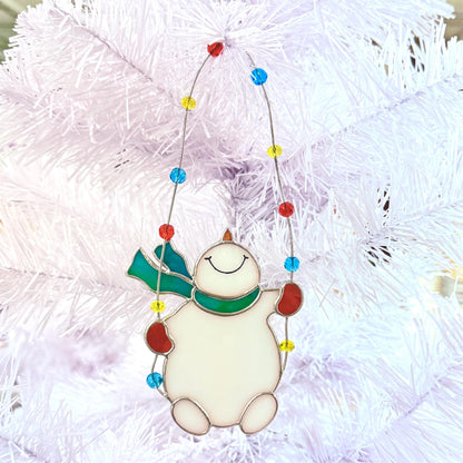 Stained Glass Snowman Christmas Tree Ornament