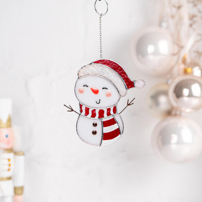Snowman stained glass suncatcher Grandparents Christmas