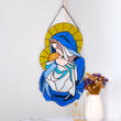 Stained Resin Madonna and Child Suncatcher – Handmade Virgin Mary Wall Hanging