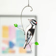 Downy woodpecker stained glass window hangings