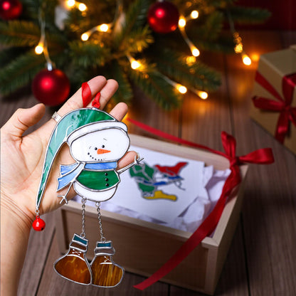 Stained Glass Snowman Ornament