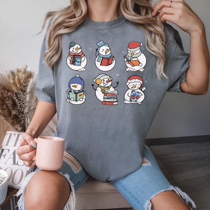 Snowman Reading Book Shirt