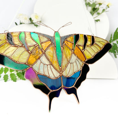 Yellow swallowtail butterfly stained resin window hangings