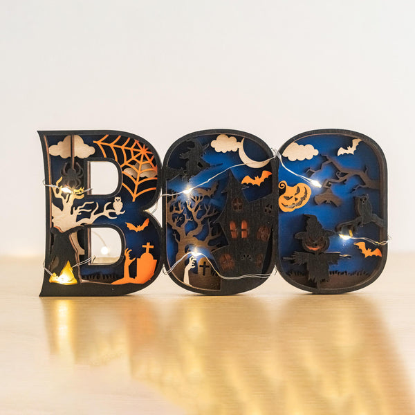 Halloween BOO Sign with LED Lights