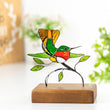 Custom stained glass hummingbird panel