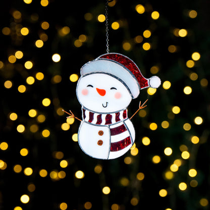 Snowman stained glass suncatcher Grandparents Christmas