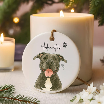 Personalized Watercolor Pet Photo Ornament
