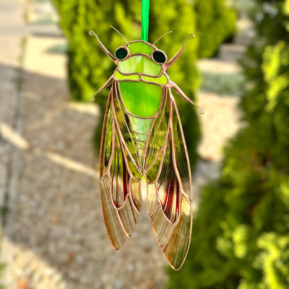 Cicada stained resin window hangings