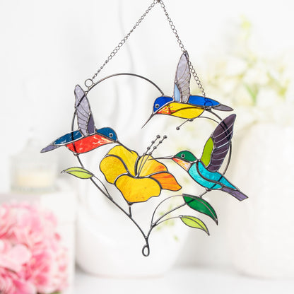 Stained glass hummingbird suncatcher