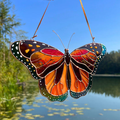 Monarch butterfly stained resin window hangings