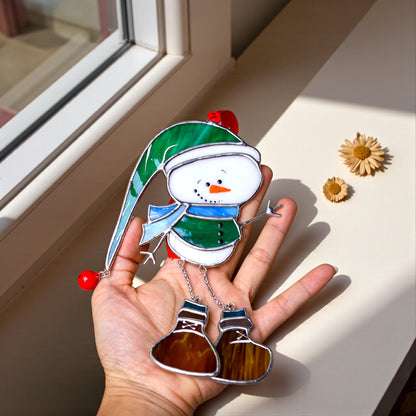 Stained Glass Snowman Ornament