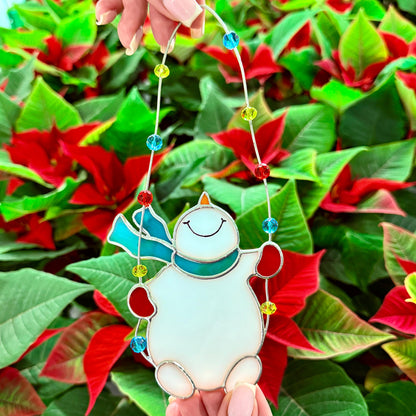 Stained Glass Snowman Christmas Tree Ornament