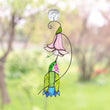 Hummingbird stained glass flower