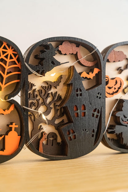 Halloween BOO Sign with LED Lights