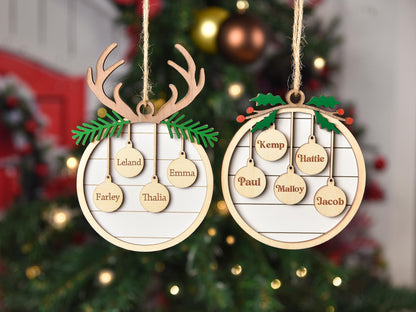 Custom Wooden Family Christmas Ornament