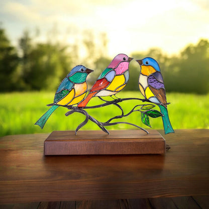 Stained glass birds Mom gifts Modern stained glass panel