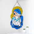 Stained Resin Madonna and Child Suncatcher – Handmade Virgin Mary Wall Hanging