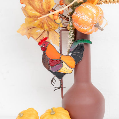 Stained glass rooster wall hanging