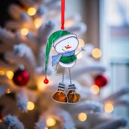 Stained Glass Snowman Ornament
