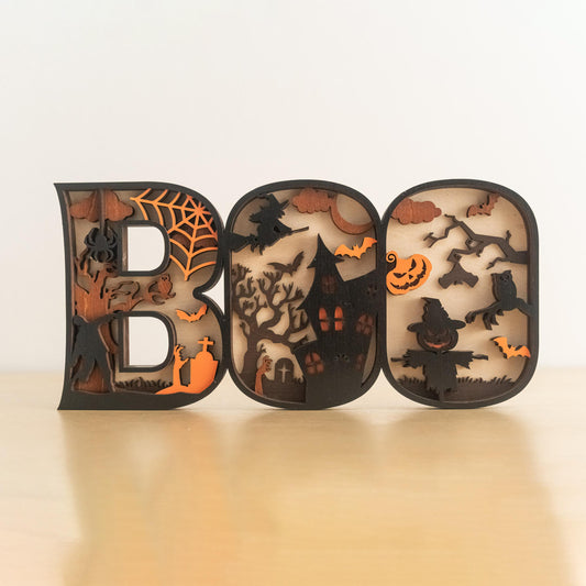 Halloween BOO Sign with LED Lights