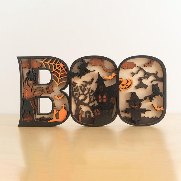 Halloween BOO Sign with LED Lights