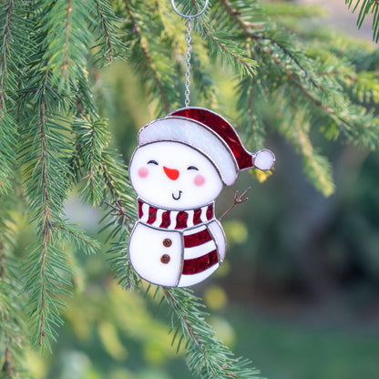 Snowman stained glass suncatcher Grandparents Christmas